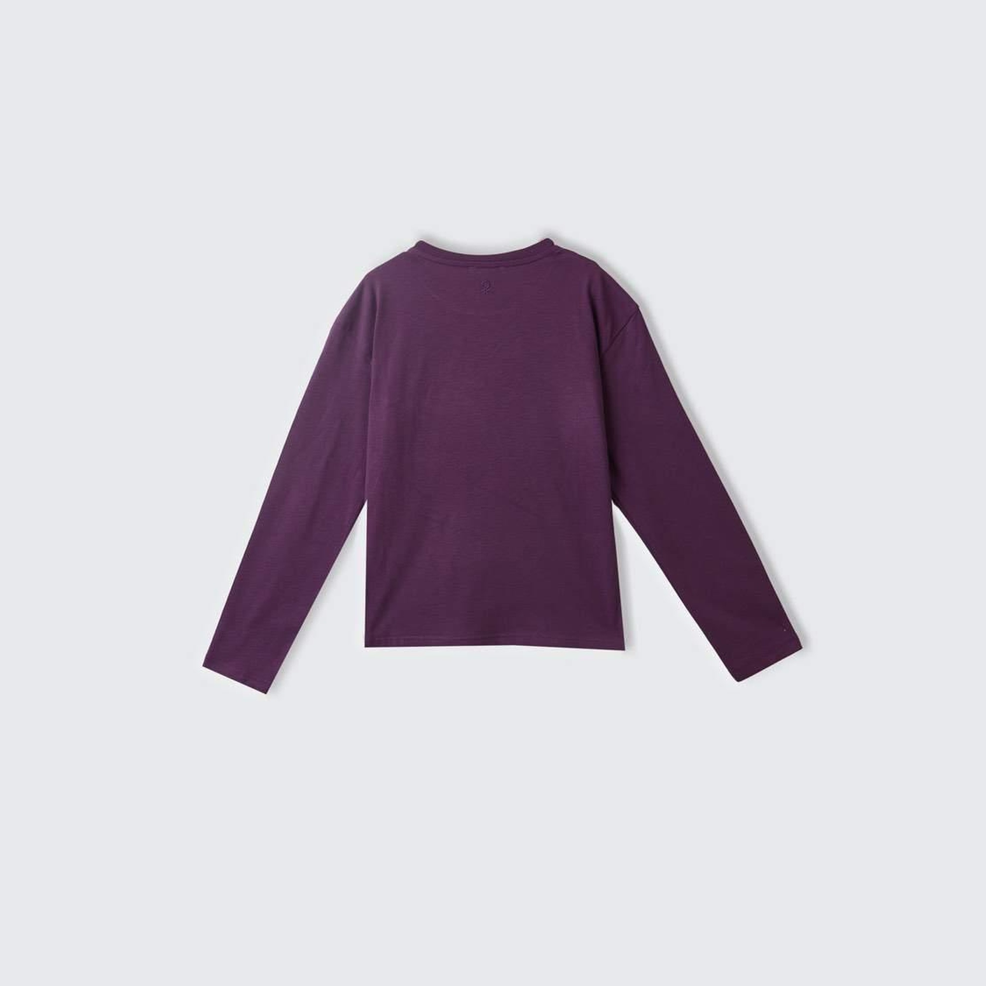 Kız Çocuk Mor Arkası Logo Detaylı Önü Baskılı Geniş Kalıp T-Shirt