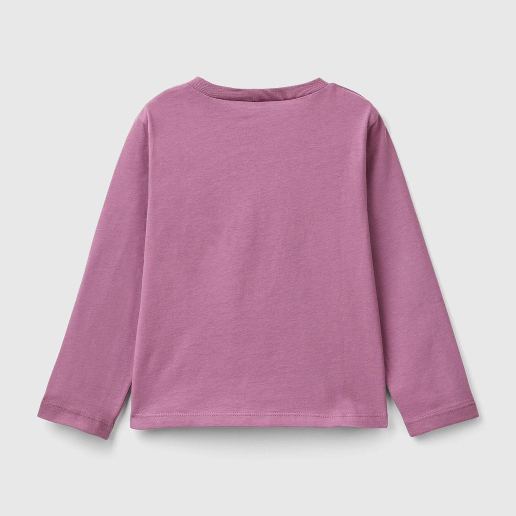 Kız Çocuk Gül Kurusu Su Bazlı Parlak Baskılı Normal Kesim Uzun Kollu T-Shirt