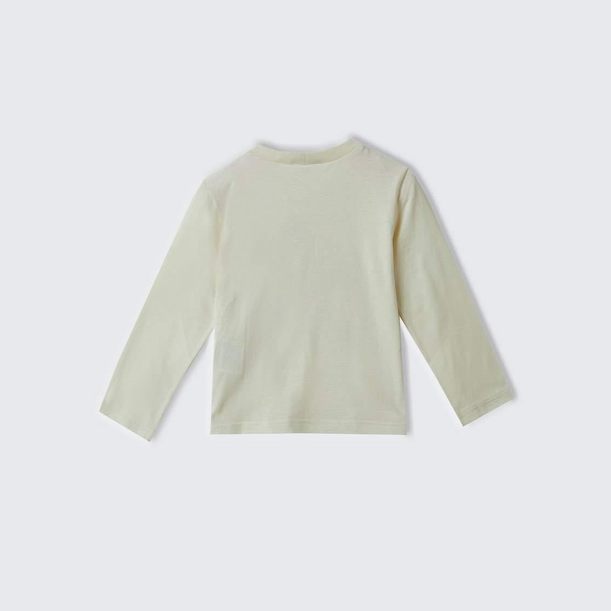 Kız Çocuk Ekru Su Bazlı Parlak Baskılı Normal Kesim Uzun Kollu T-Shirt