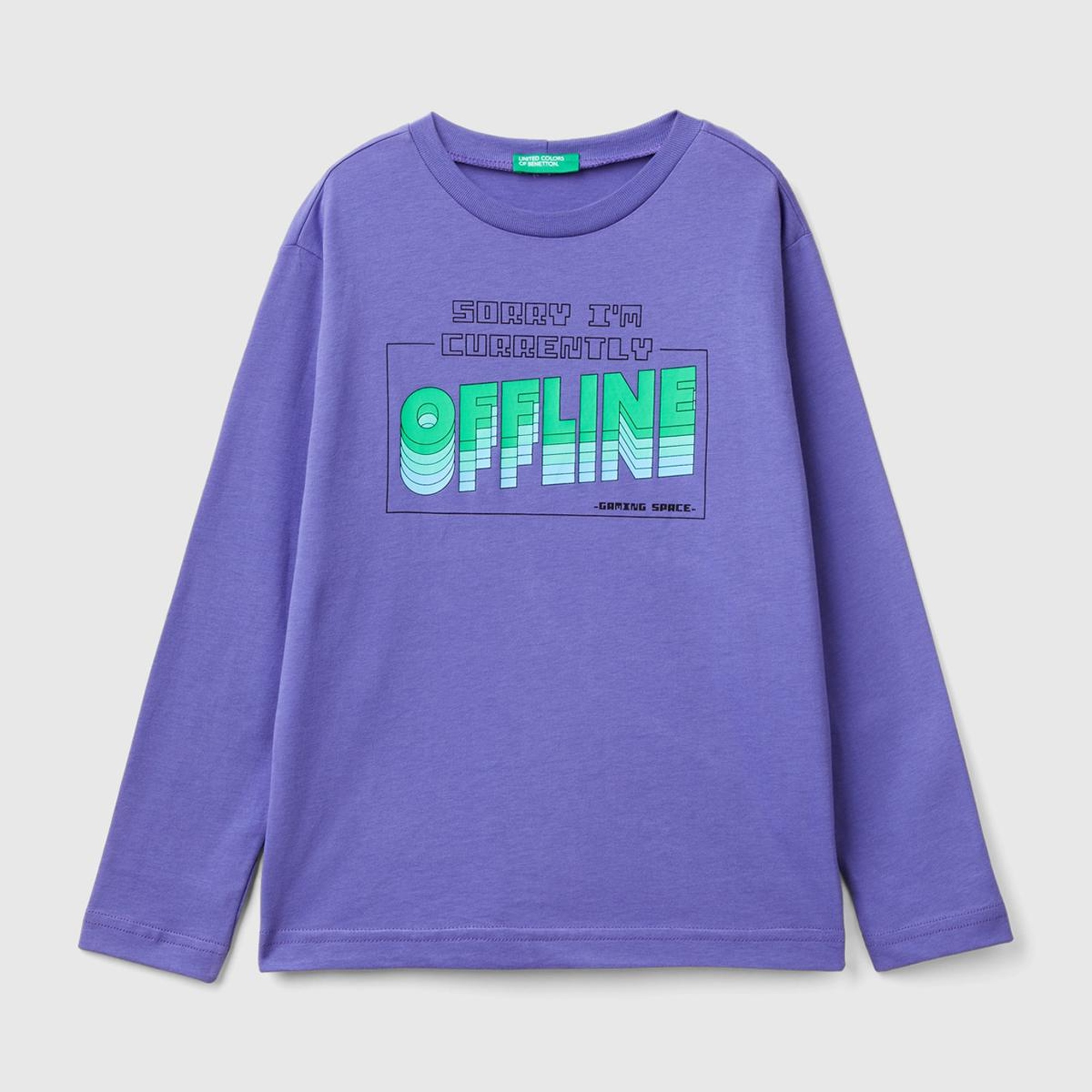 Erkek Çocuk Mor Önü Baskılı Uzun Kollu T-Shirt