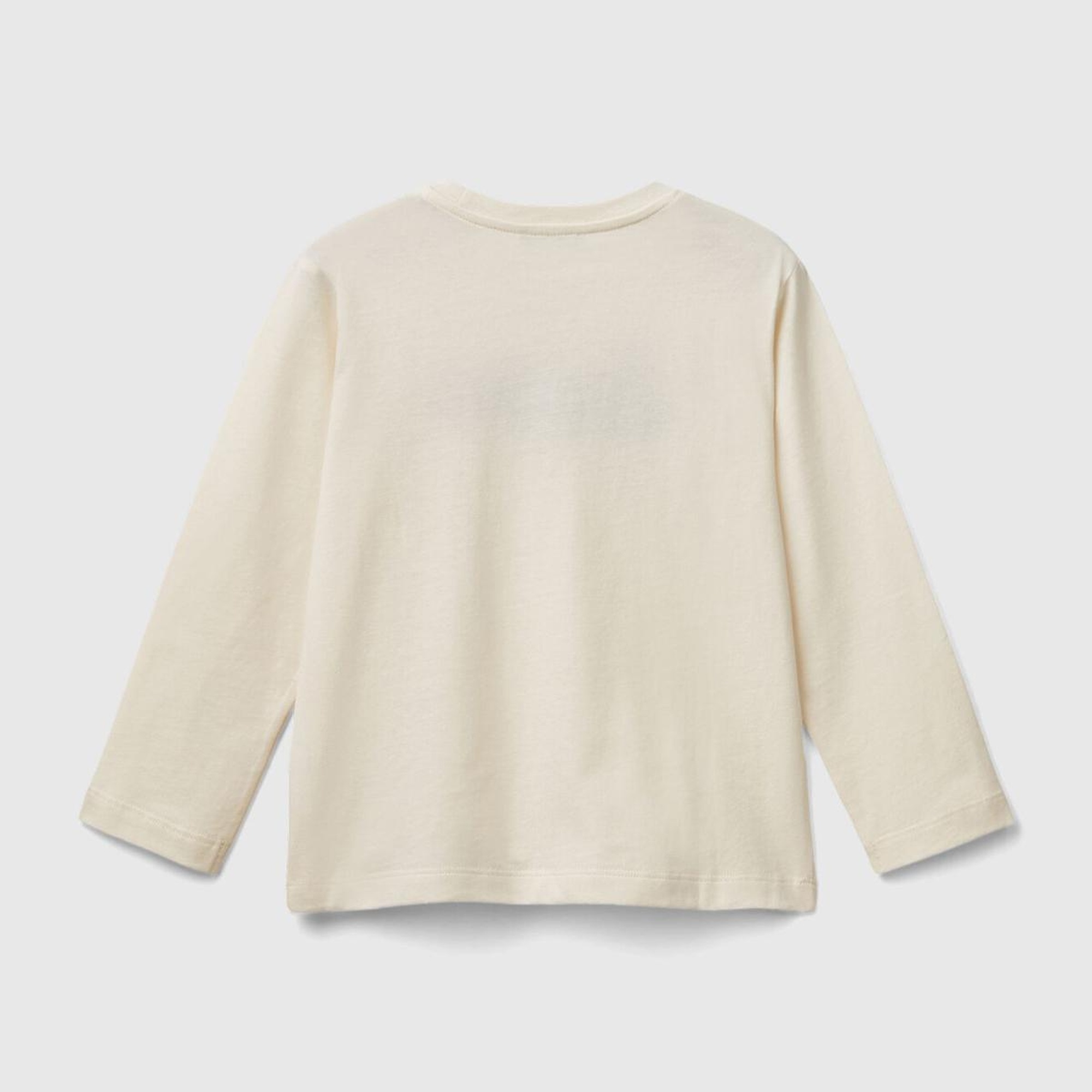 Erkek Çocuk Ekru Önü Logo İşlemeli Normal Kesim Uzun Kollu T-Shirt