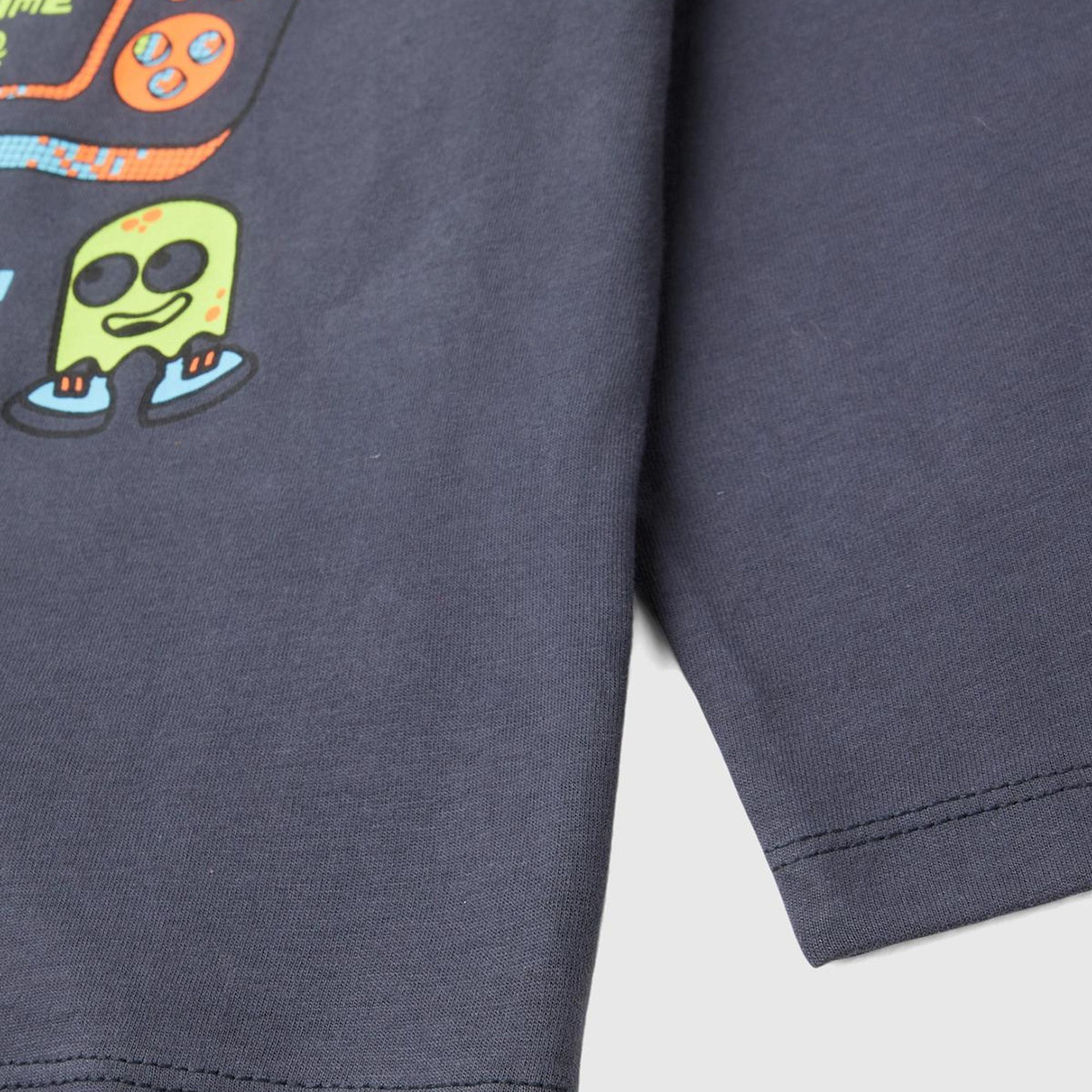 Erkek Çocuk Antrasit Baskılı Bisiklet Yaka Uzun Kollu T-Shirt