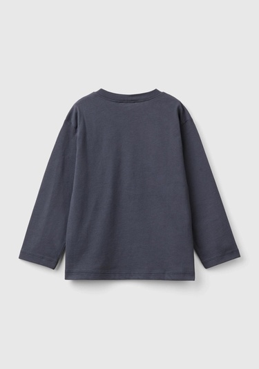  Erkek Çocuk Antrasit Baskılı Bisiklet Yaka Uzun Kollu T-Shirt