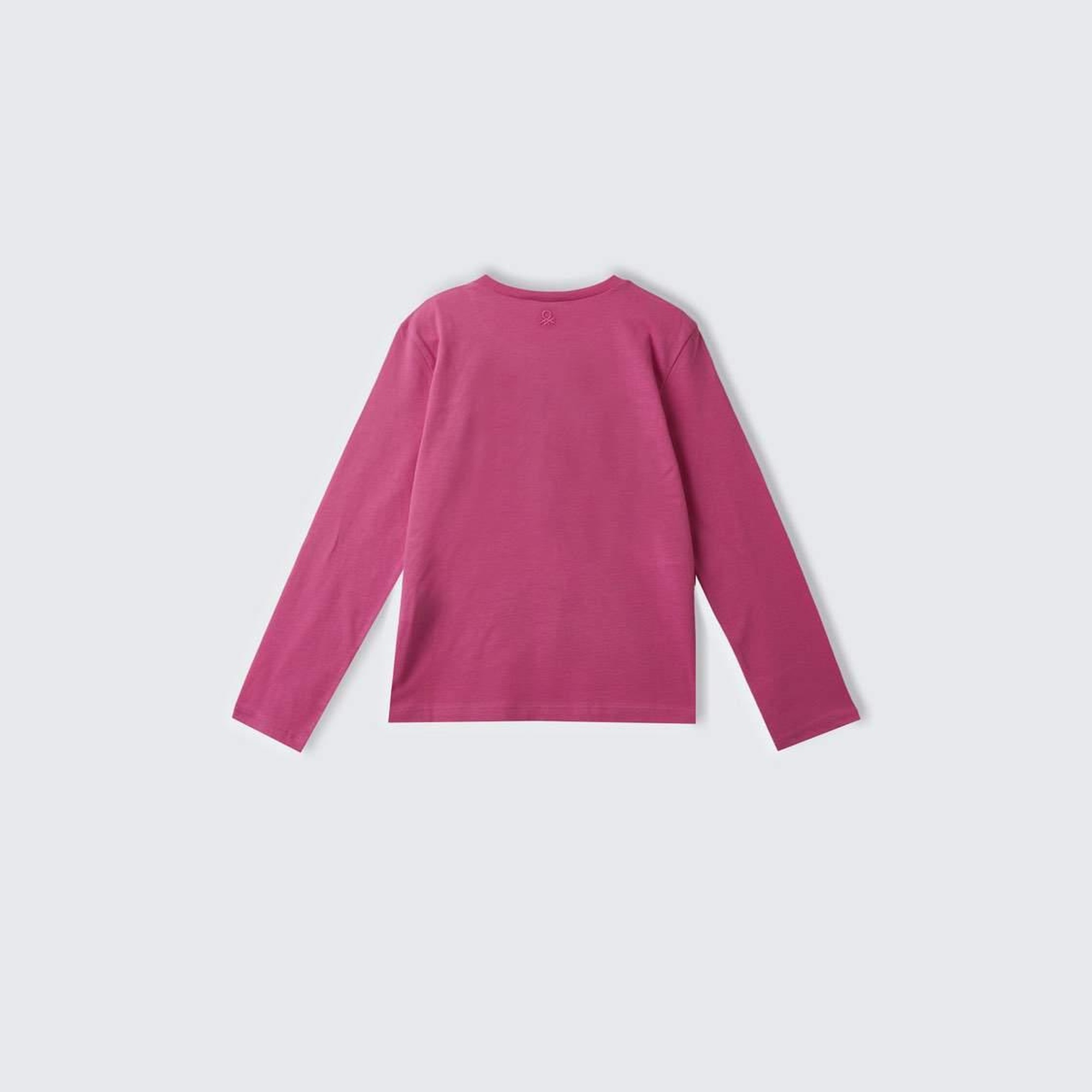 Kız Çocuk Pembe Arkası Logo İşlemeli Önü Baskılı Uzun Kollu T-Shirt