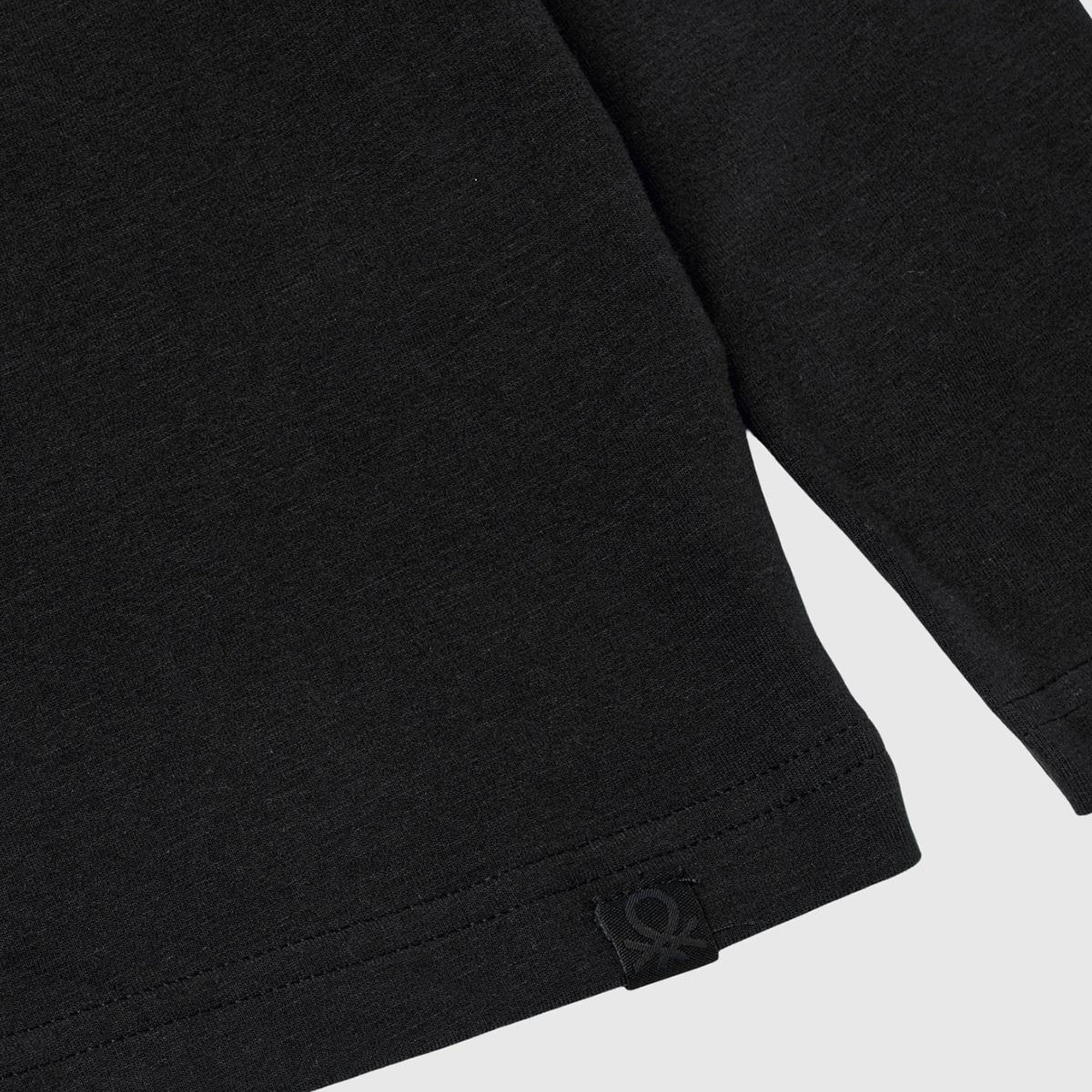 Erkek Çocuk Siyah Balıkçı Yaka Basic T-Shirt