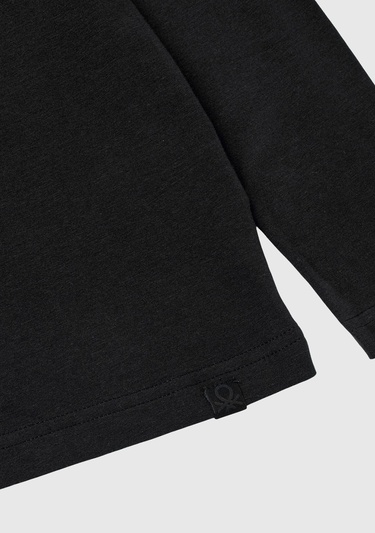  Erkek Çocuk Siyah Balıkçı Yaka Basic T-Shirt