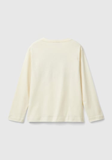  Erkek Çocuk Krem Önü Baskılı Uzun Kollu T-Shirt