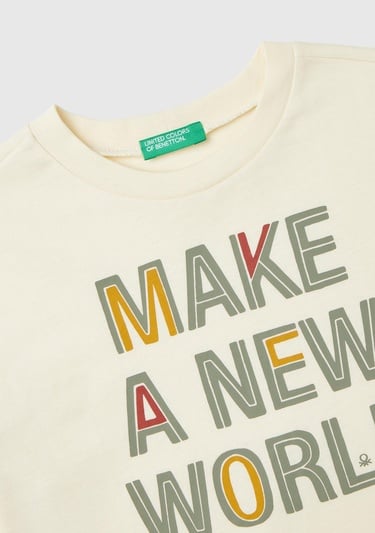  Erkek Çocuk Krem Önü Baskılı Uzun Kollu T-Shirt