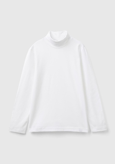  Erkek Çocuk Beyaz Balıkçı Yaka Basic T-Shirt