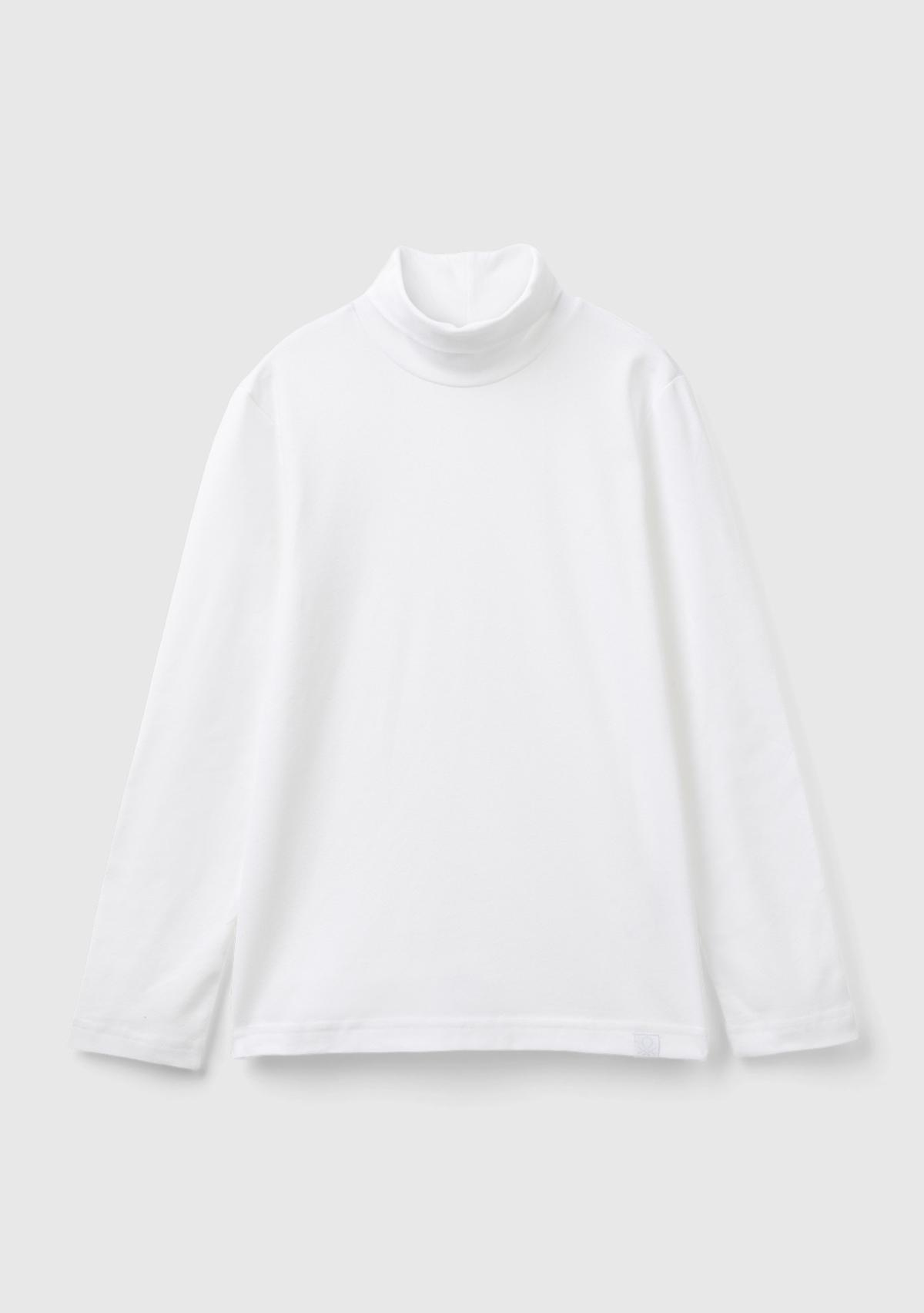  Erkek Çocuk Beyaz Balıkçı Yaka Basic T-Shirt