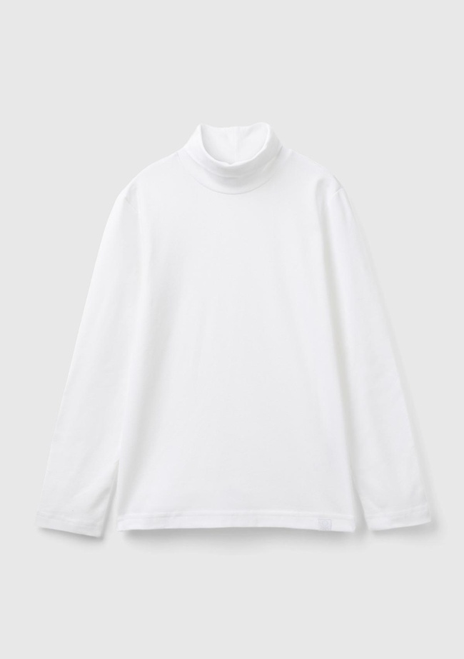  Erkek Çocuk Beyaz Balıkçı Yaka Basic T-Shirt