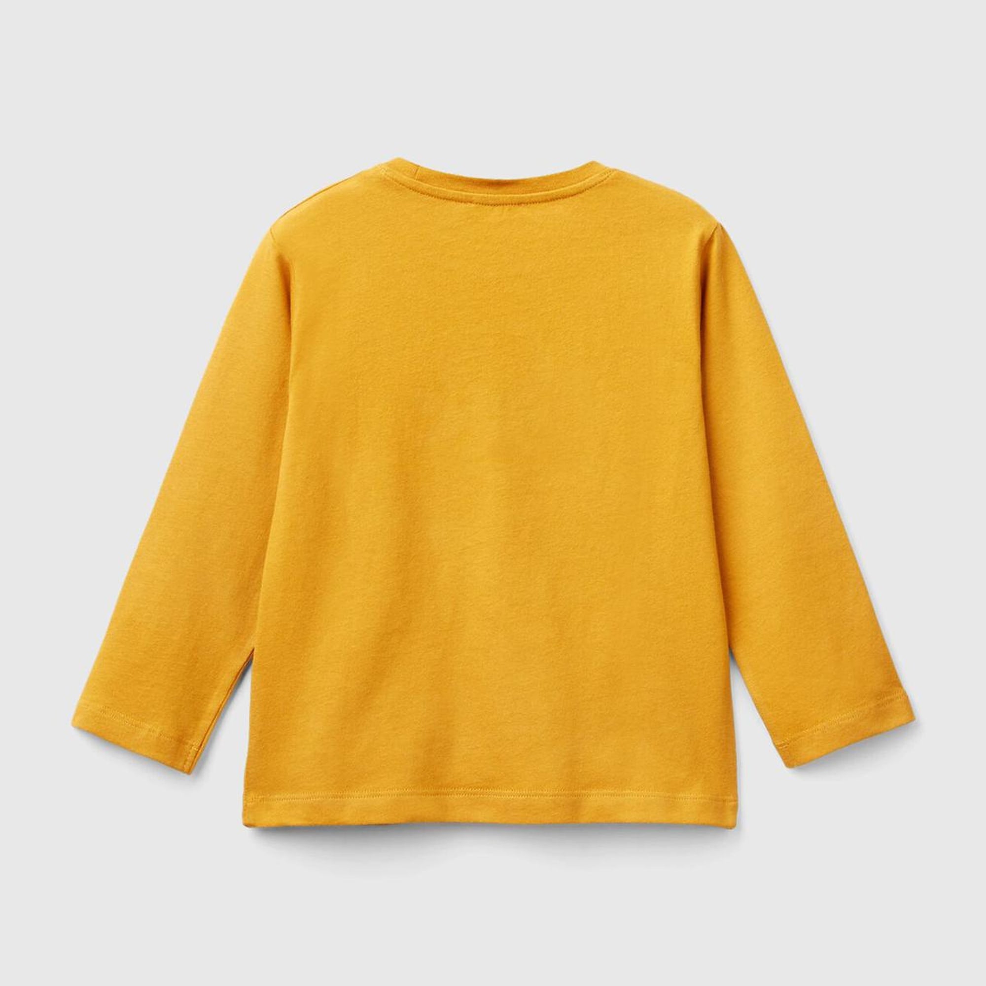 Erkek Çocuk Hardal Sarı Önü Logo İşlemeli Normal Kesim Uzun Kollu T-Shirt