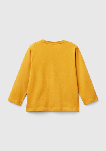  Erkek Çocuk Hardal Sarı Önü Logo İşlemeli Normal Kesim Uzun Kollu T-Shirt