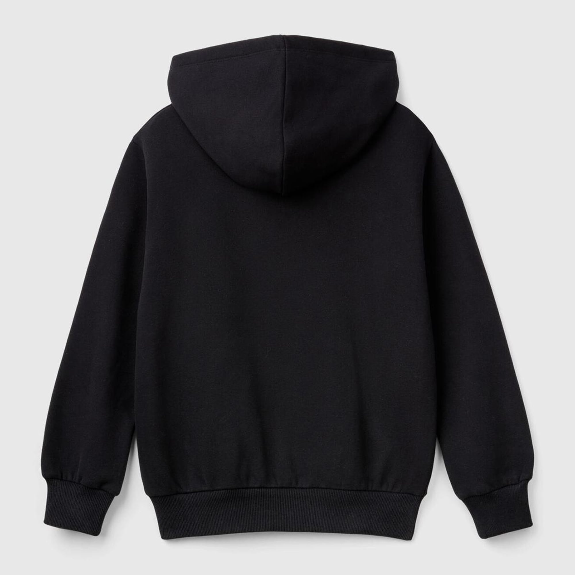 Erkek Çocuk Siyah Önü Logo Baskılı Kanguru Cepli Kapüşonlu Sweatshirt