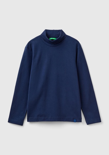  Erkek Çocuk Lacivert Balıkçı Yaka Basic T-Shirt