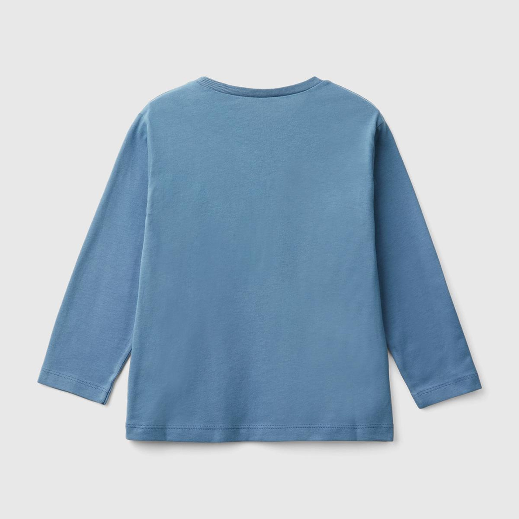 Erkek Çocuk Havacı Mavi Önü Logo Baskılı Bisiklet Yaka Uzun Kollu T-Shirt