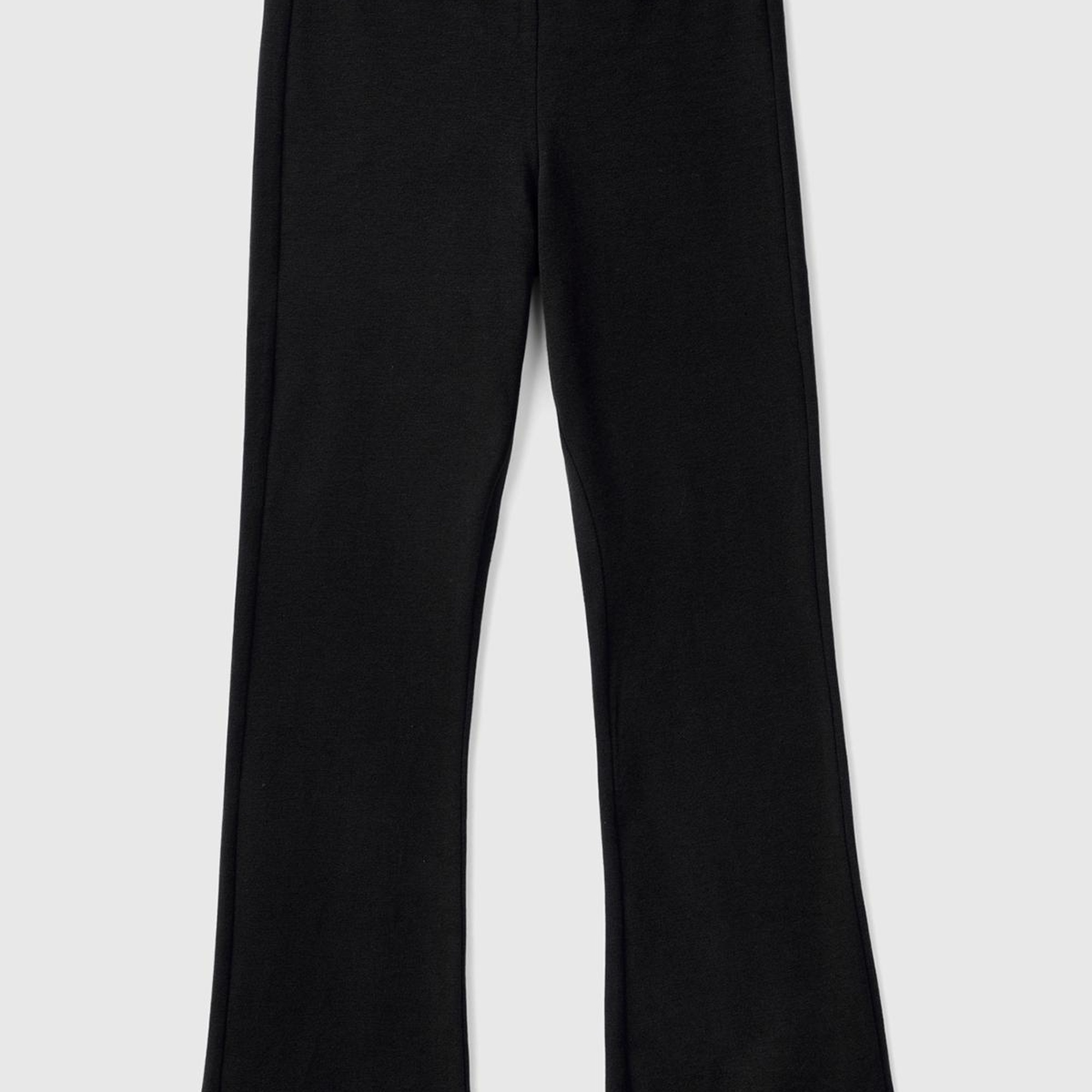 Kız Çocuk Siyah Geniş Paça Logo Detaylı Tayt