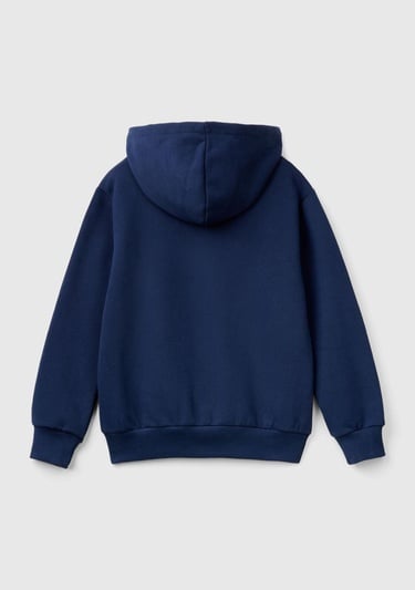  Erkek Çocuk Lacivert Önü Logo Baskılı Kanguru Cepli Kapüşonlu Sweatshirt
