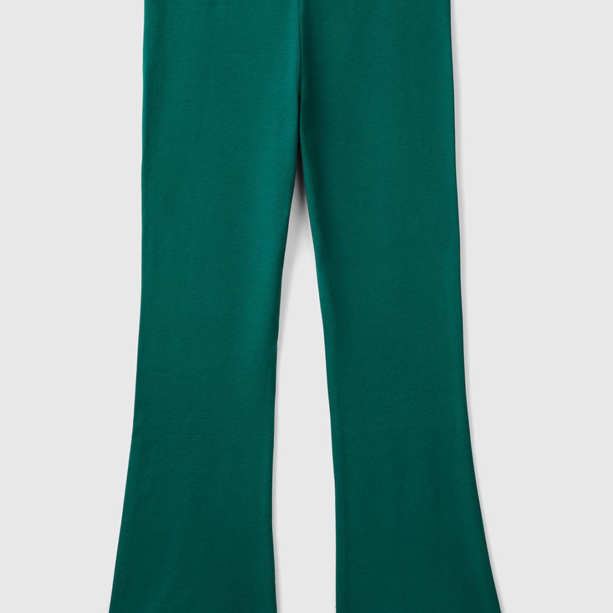 Kız Çocuk Çam Yeşili Geniş Paça Logo Detaylı Tayt