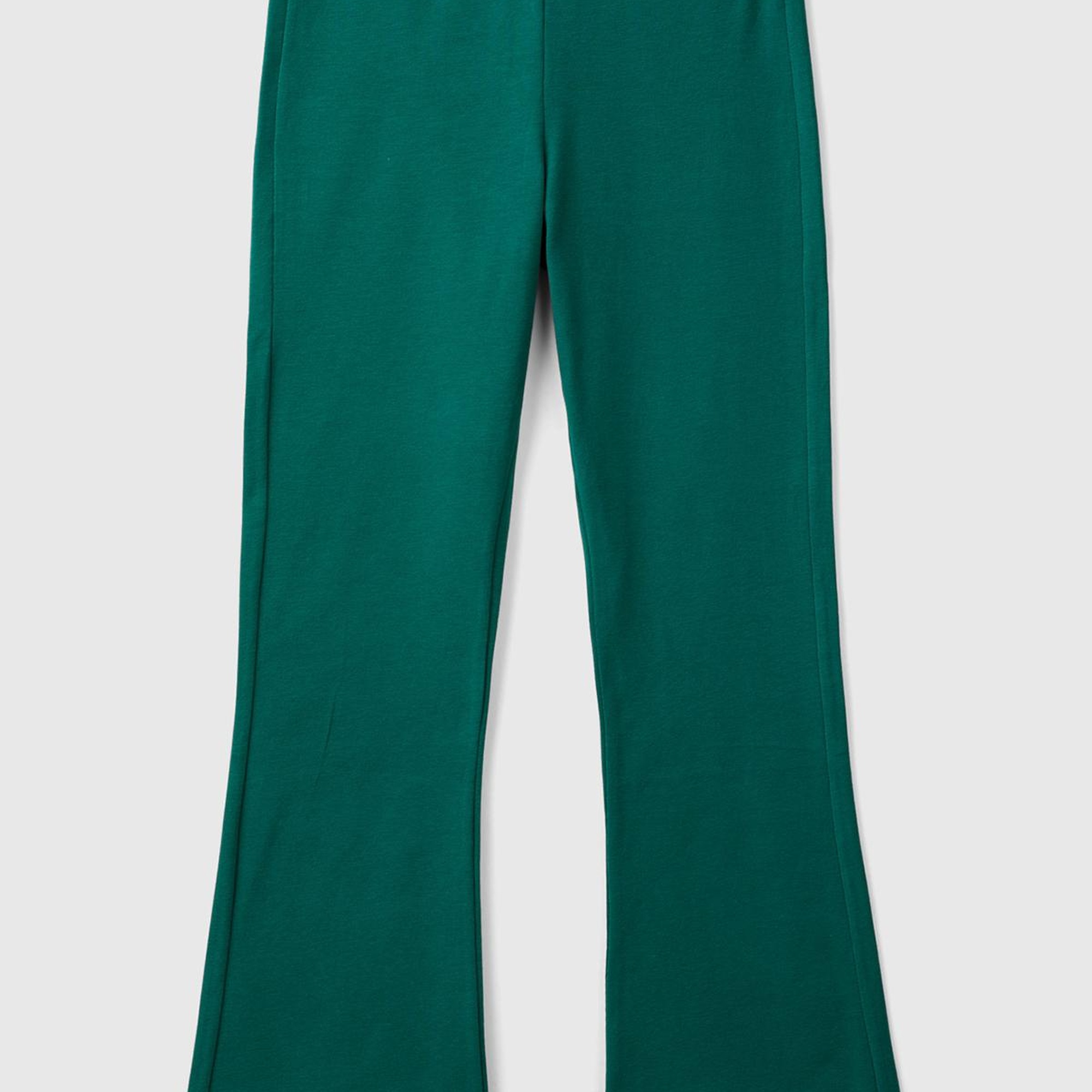 Kız Çocuk Çam Yeşili Geniş Paça Logo Detaylı Tayt