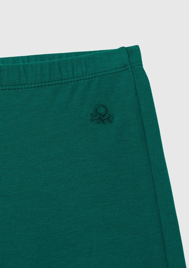  Kız Çocuk Çam Yeşili Geniş Paça Logo Detaylı Tayt