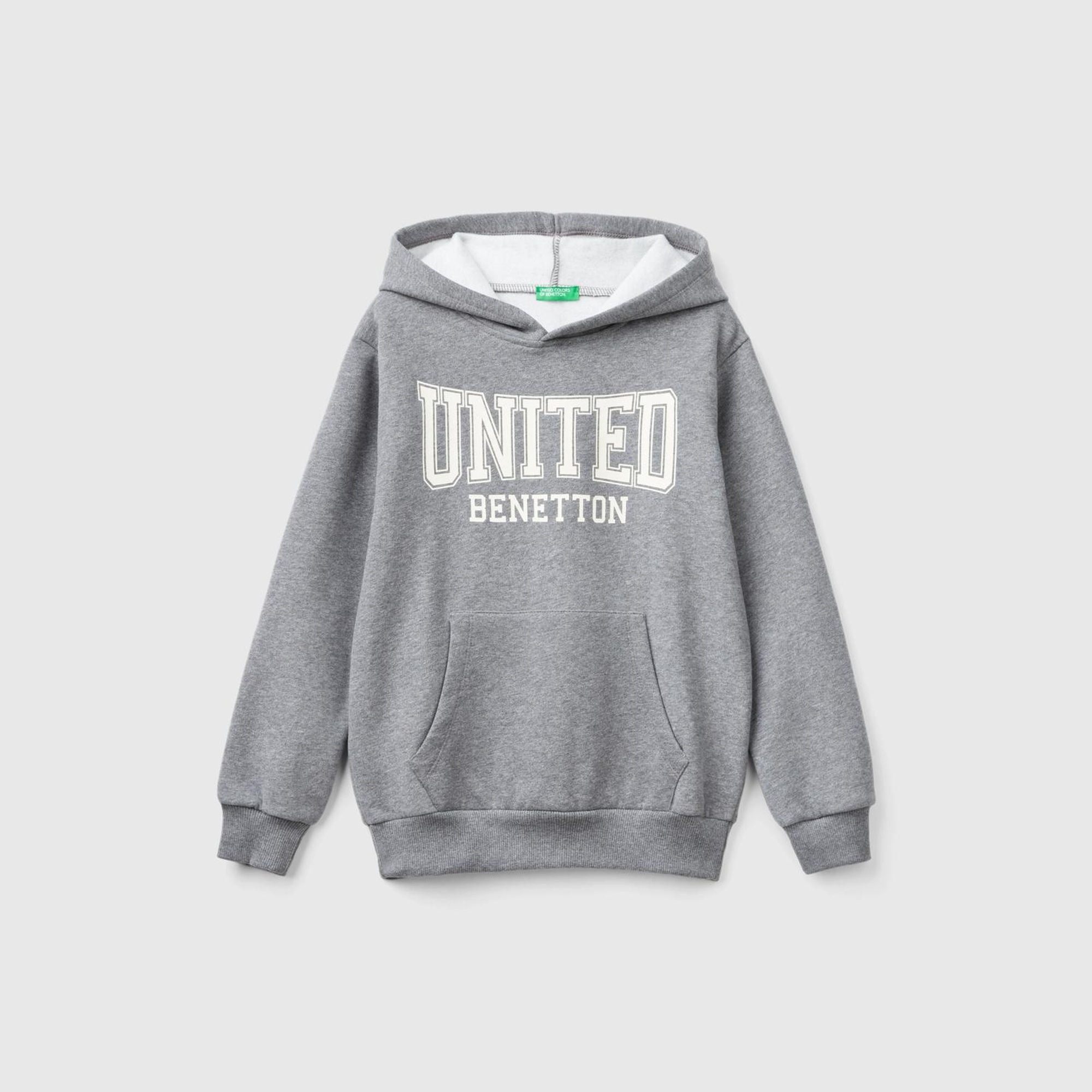 Erkek Çocuk Antrasit Melanj Önü Logo Baskılı Kanguru Cepli Kapüşonlu Sweatshirt