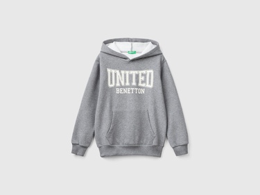  Erkek Çocuk Antrasit Melanj Önü Logo Baskılı Kanguru Cepli Kapüşonlu Sweatshirt