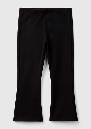  Kız Çocuk Siyah Logo Detaylı Flare Tayt