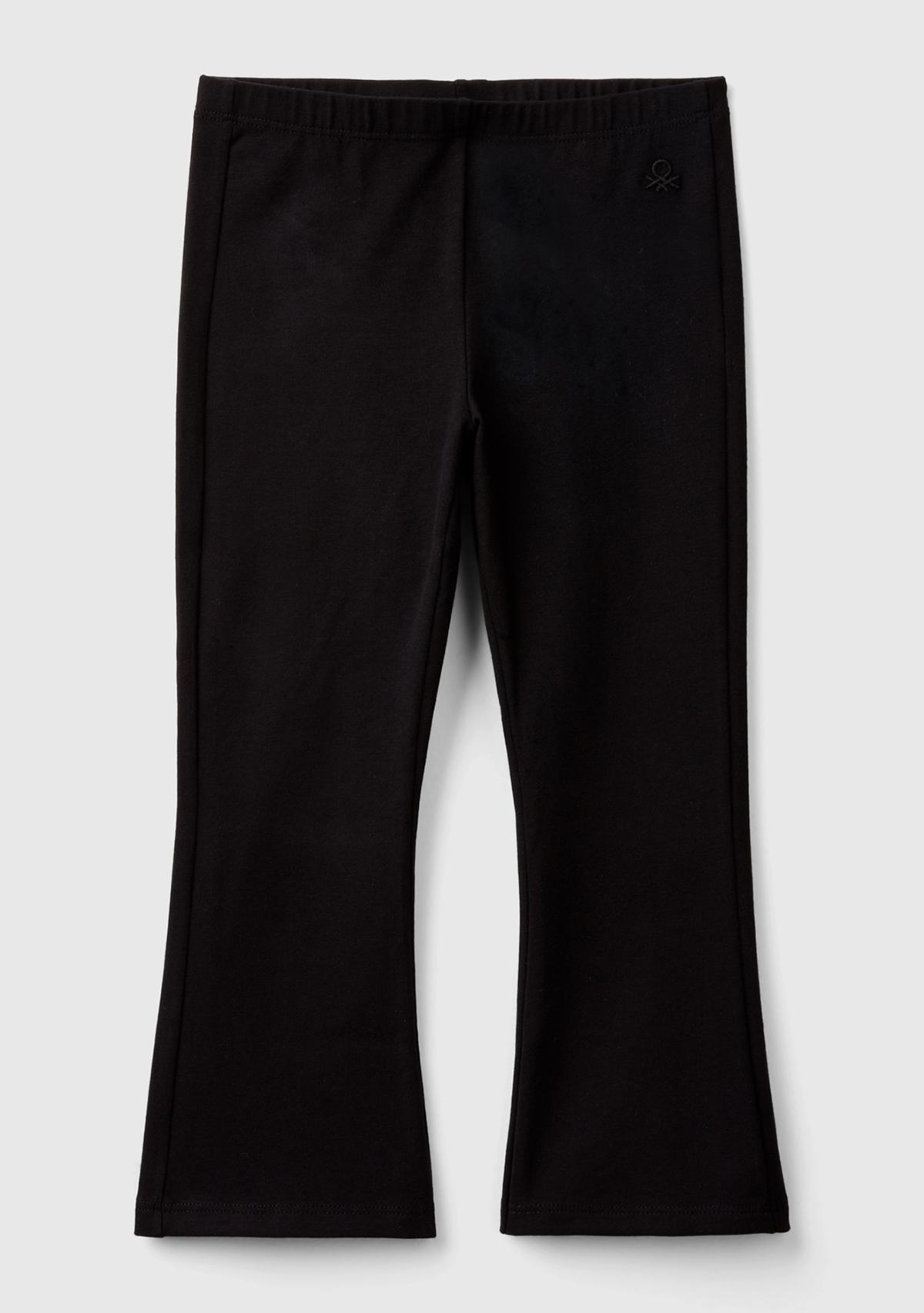  Kız Çocuk Siyah Logo Detaylı Flare Tayt