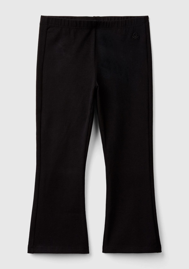  Kız Çocuk Siyah Logo Detaylı Flare Tayt