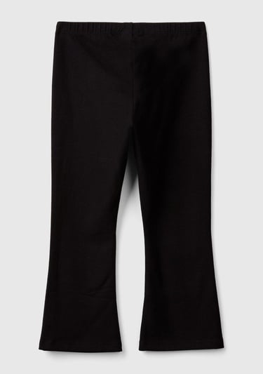  Kız Çocuk Siyah Logo Detaylı Flare Tayt