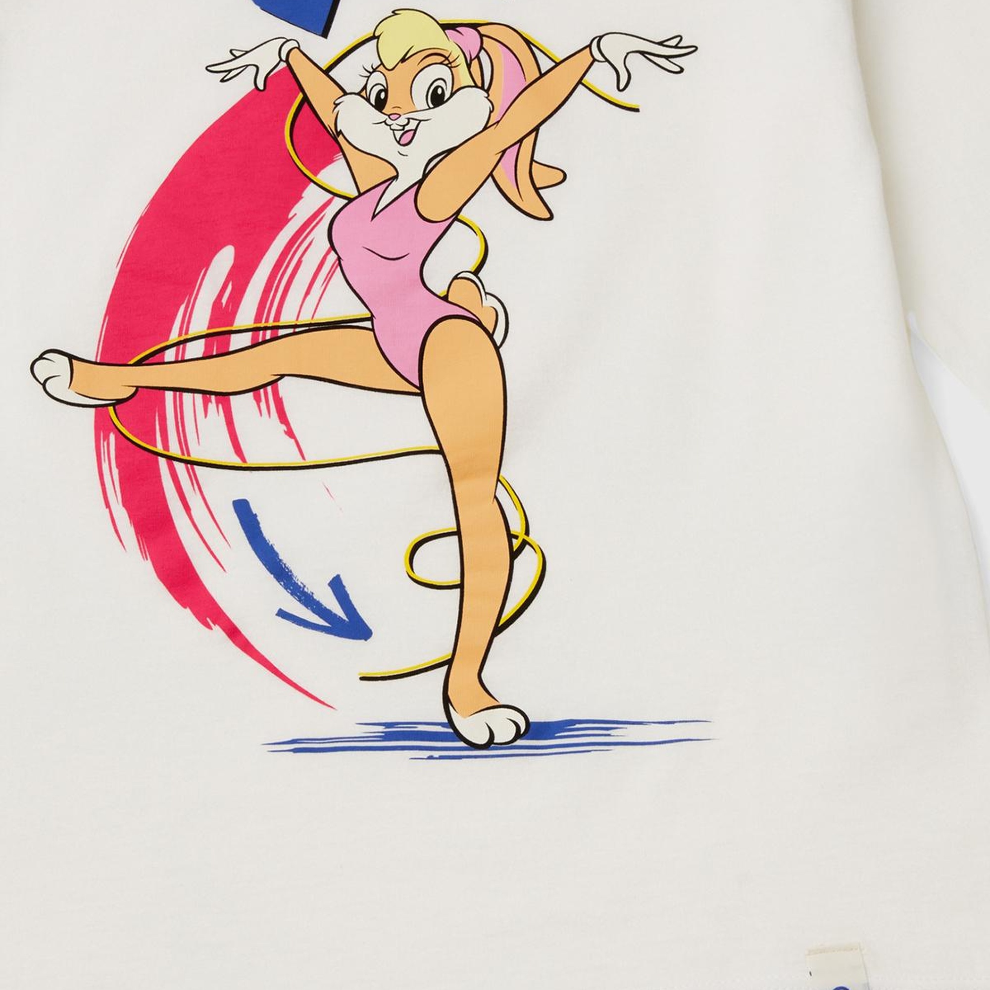 Kız Çocuk Beyaz Çok Renkli Baskılı Bisiklet Yaka Uzun Kollu T-Shirt