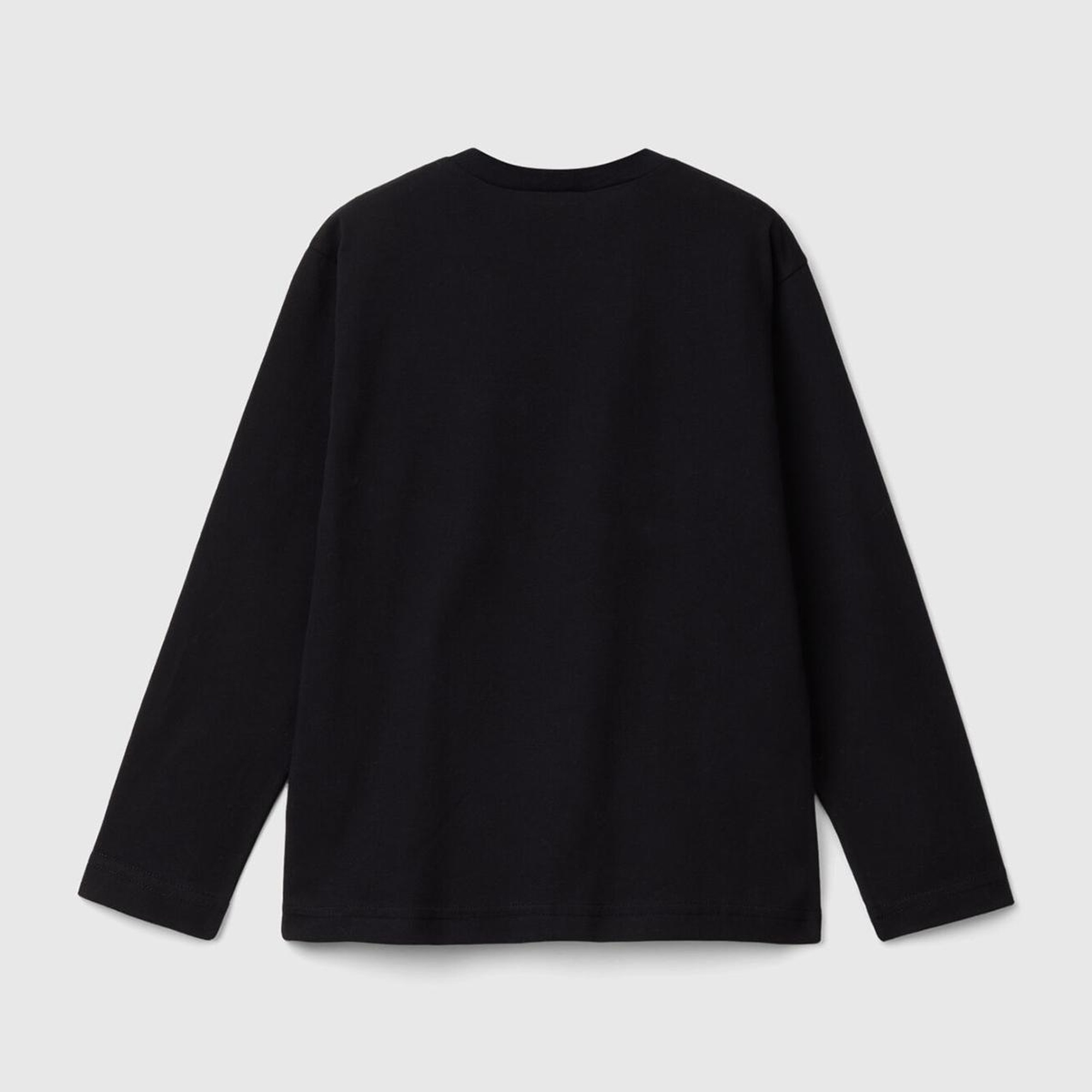 Erkek Çocuk Siyah Etek Ucu Logolu Önü Fotoğraf Baskılı Uzun Kollu T-Shirt