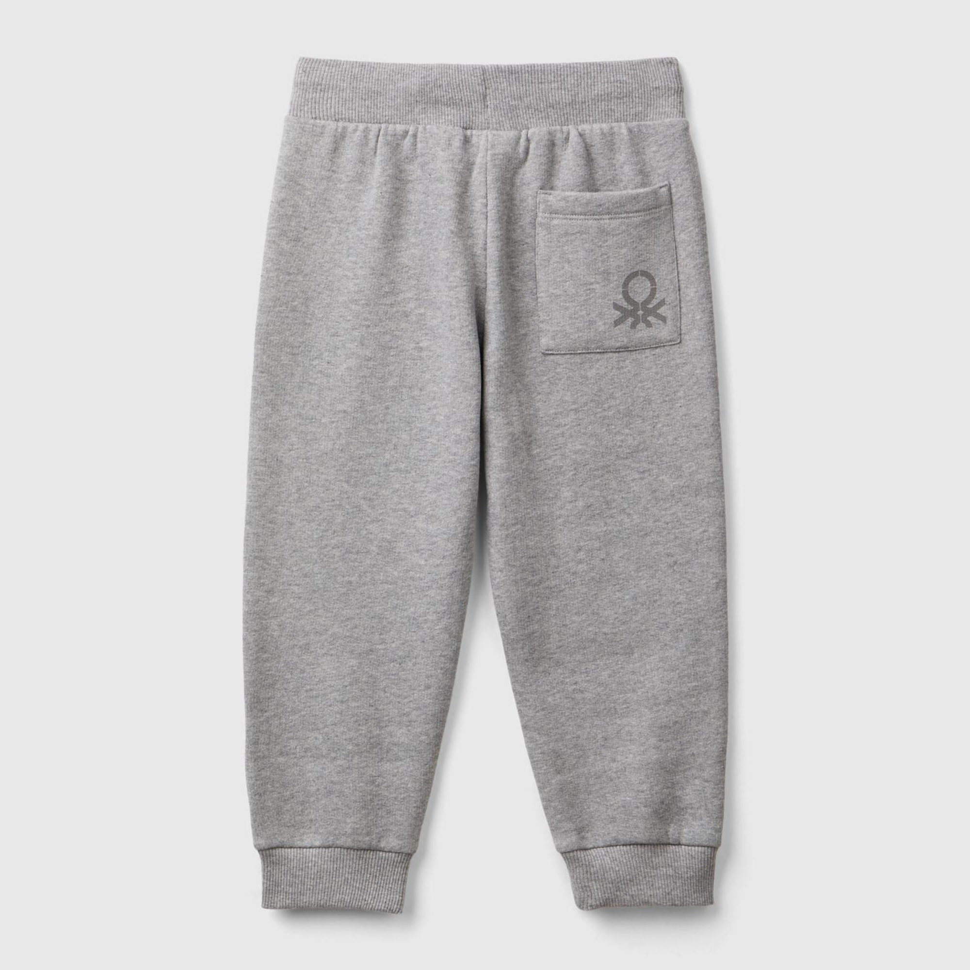 Erkek Çocuk Gri Melanj Arka Cebi Logo İşlemeli Beli Lastikli Eşofman Altı