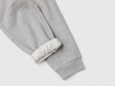  Erkek Çocuk Gri Melanj Arka Cebi Logo İşlemeli Beli Lastikli Eşofman Altı