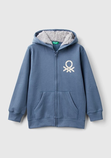  Erkek Çocuk Havacı Mavi Şardonlu Kapşonlu Sweatshirt