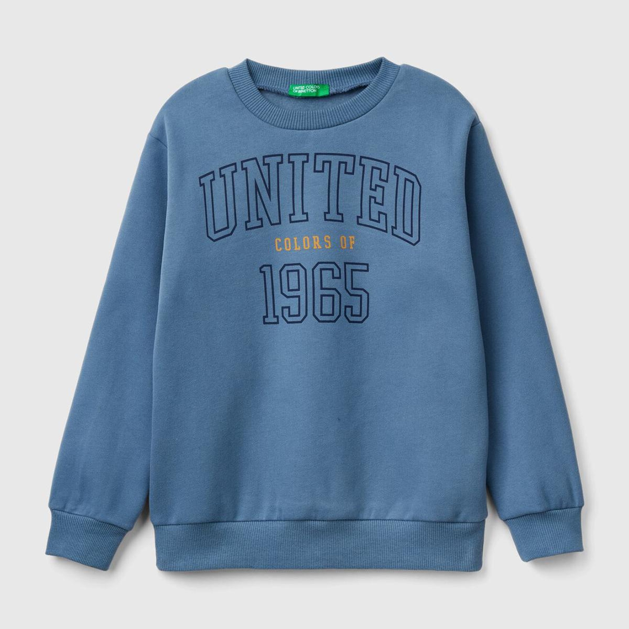 Erkek Çocuk Havacı Mavi Önü Logo Baskılı Ribanalı Sweatshirt