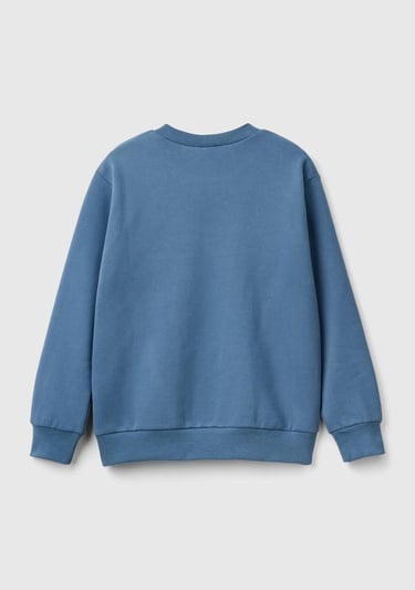  Erkek Çocuk Havacı Mavi Önü Logo Baskılı Ribanalı Sweatshirt