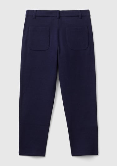  Erkek Çocuk Lacivert Arka Cebi Logo İşlemeli Dört Cepli Eşofman Altı