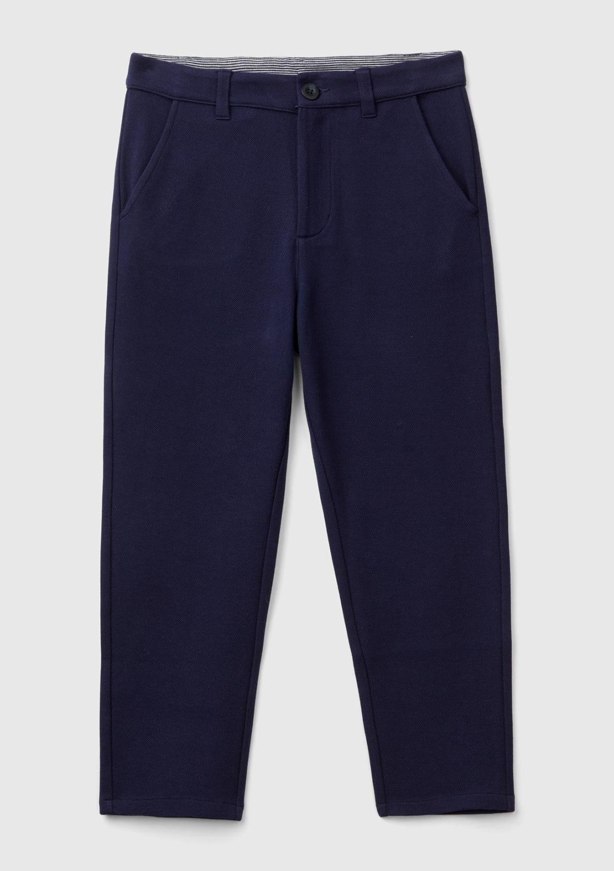  Erkek Çocuk Lacivert Arka Cebi Logo İşlemeli Dört Cepli Eşofman Altı