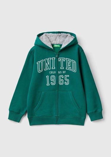  Erkek Çocuk Çam Yeşili Şardonlu Kapşonlu Sweatshirt