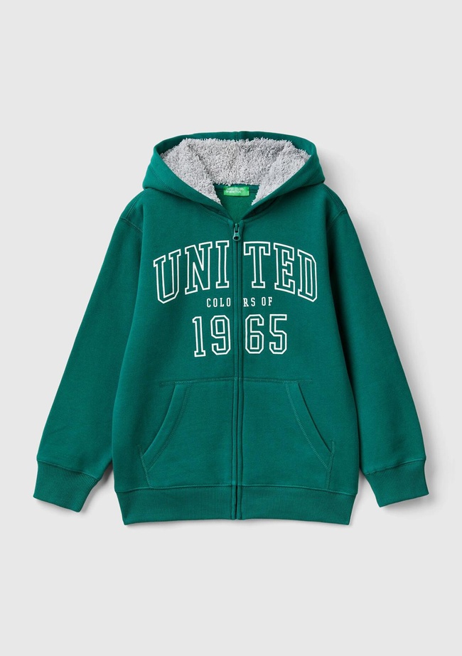  Erkek Çocuk Çam Yeşili Şardonlu Kapşonlu Sweatshirt