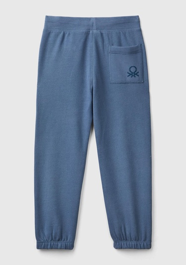  Erkek Çocuk Havacı Mavi Sağ Arka Cebi Logolu Beli Lastikli Büzgü İpli Eşofman Altı