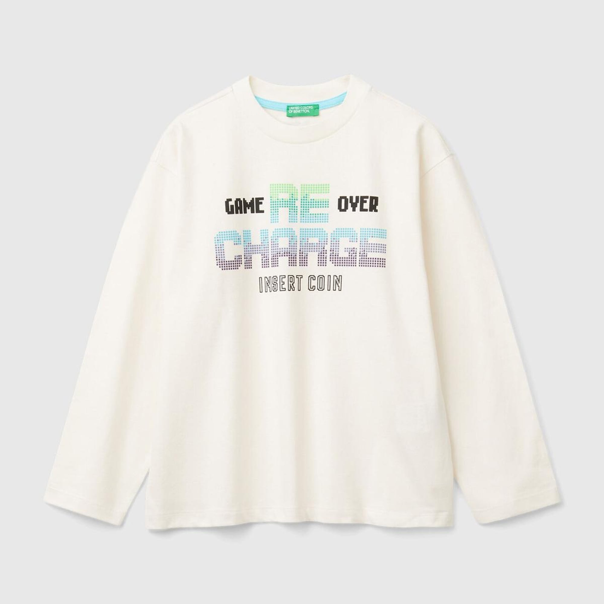 Erkek Çocuk Ekru 3 Boyutlu Efektli Çok Renkli Baskılı Uzun Kollu T-Shirt