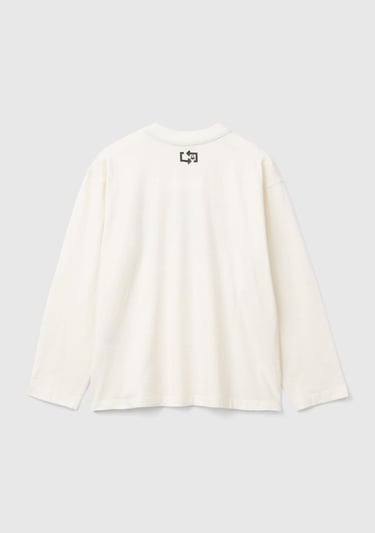  Erkek Çocuk Ekru 3 Boyutlu Efektli Çok Renkli Baskılı Uzun Kollu T-Shirt