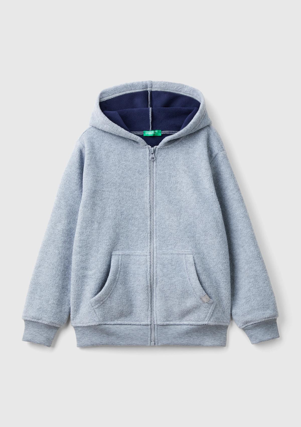  Erkek Çocuk Gri Melanj Etiket Detaylı Sweatshirt