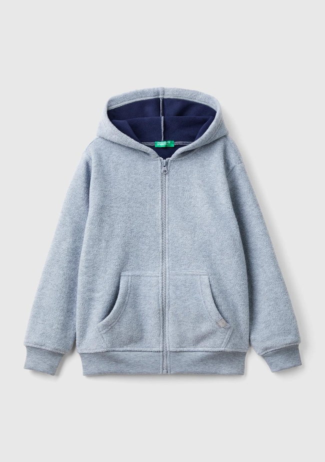  Erkek Çocuk Gri Melanj Etiket Detaylı Sweatshirt