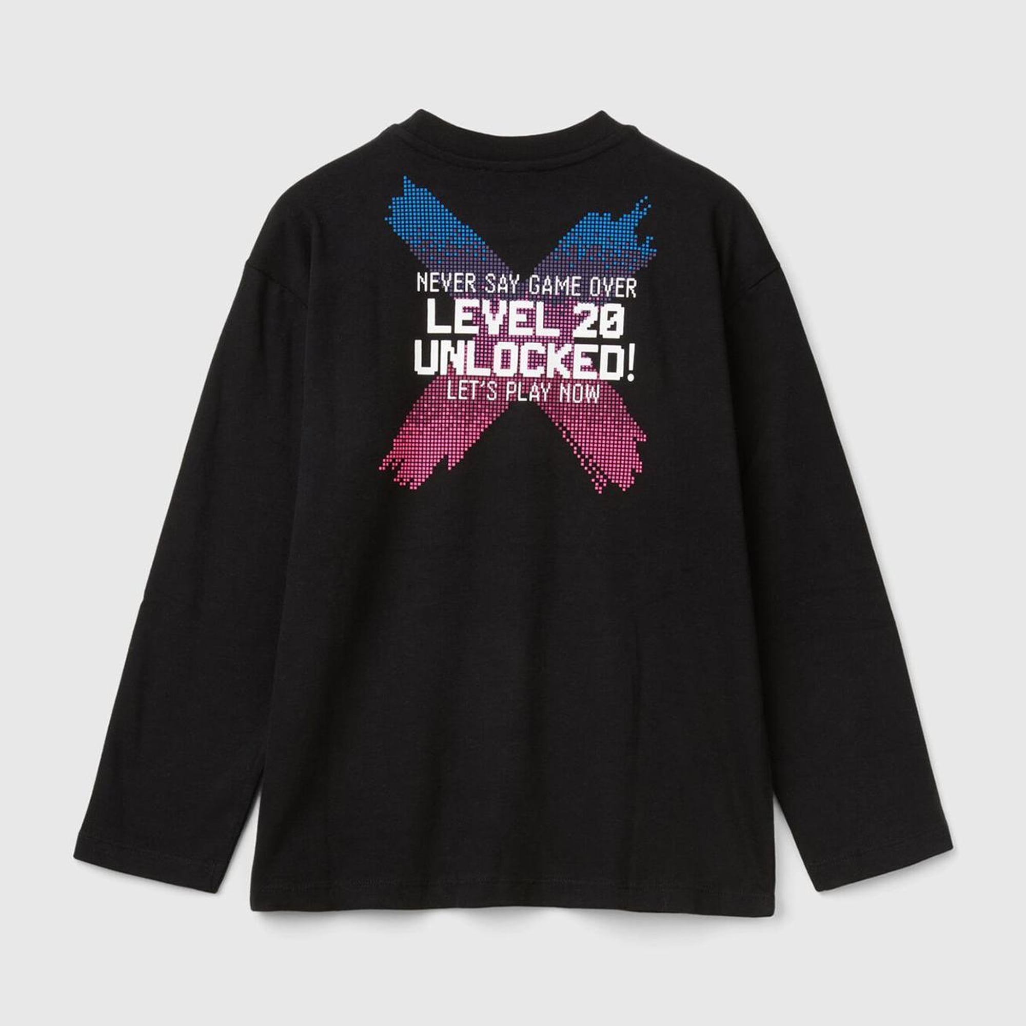 Erkek Çocuk Siyah 3 Boyutlu Efektli Çok Renkli Baskılı Uzun Kollu T-Shirt