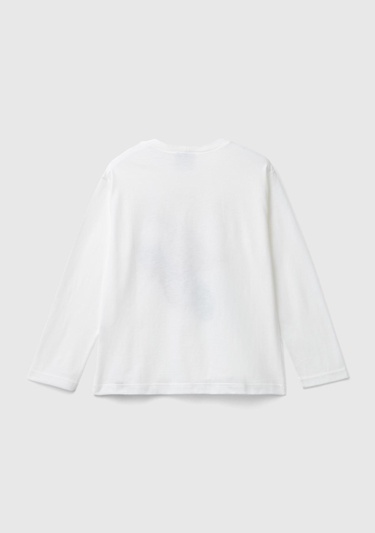  Erkek Çocuk Beyaz Etek Ucu Logolu Spiderman Baskılı Uzun Kollu T-Shirt