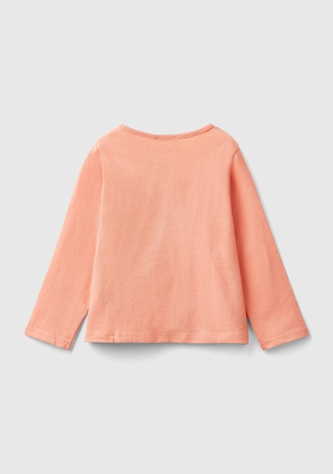  Kız Çocuk Yavruağzı Önü Baskılı Uzun Kollu Bisiklet Yaka T-Shirt